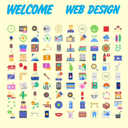 Simple set of vector flat line icons. Contains such Icons as Business, Marketing Shopping Banking E-commerce SEO Technology Medical Education Web Development and more. Vector illustrationのイラスト素材