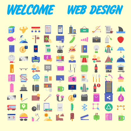 Universal set of social, technical, household icons isolated on background. Designed in a modern style - Material Design. Vector illustrationのイラスト素材