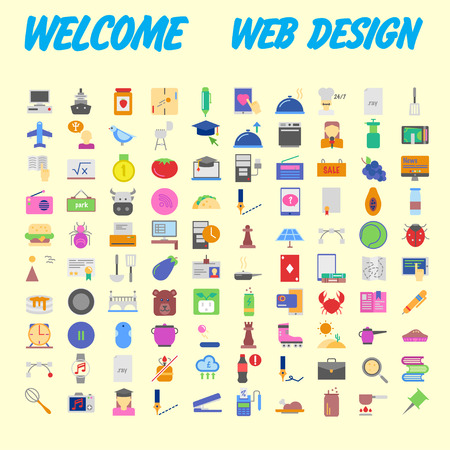 Universal set of social, technical, household icons isolated on background. Designed in a modern style - Material Design. Vector illustrationのイラスト素材