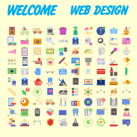 set of 100 high quality flat icons. Vector illustrationのイラスト素材