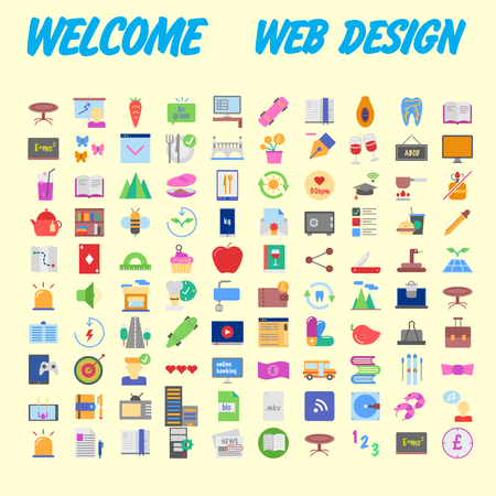 set of 100 high quality flat icons. Vector illustrationのイラスト素材