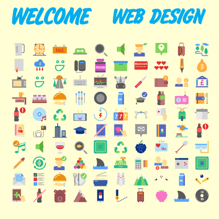 Flat seo optimization, business startup and essential, advertising, banking and finance icons set for website and mobile site and apps. Simple pictogram pack. Vector illustrationのイラスト素材