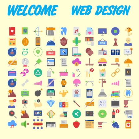 Flat seo optimization, business startup and essential, advertising, banking and finance icons set for website and mobile site and apps. Simple pictogram pack. Vector illustrationのイラスト素材