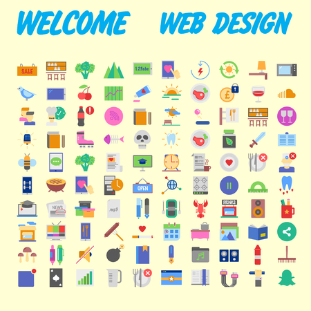 Simple set of vector flat line icons. Contains such Icons as Business, Marketing Shopping Banking E-commerce SEO Technology Medical Education Web Development and more. Vector illustrationのイラスト素材