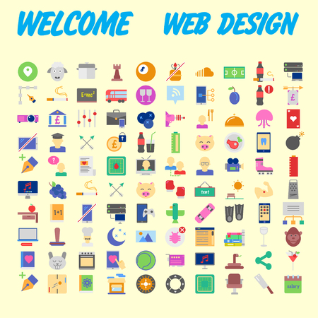 Flat seo optimization, business startup and essential, advertising, banking and finance icons set for website and mobile site and apps. Simple pictogram pack. Vector illustrationのイラスト素材