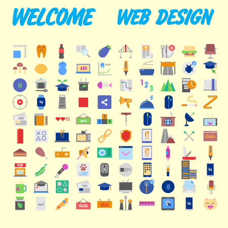 Icons online store. Base set in a flat style. multicolor on the color plate. Vector illustrationのイラスト素材