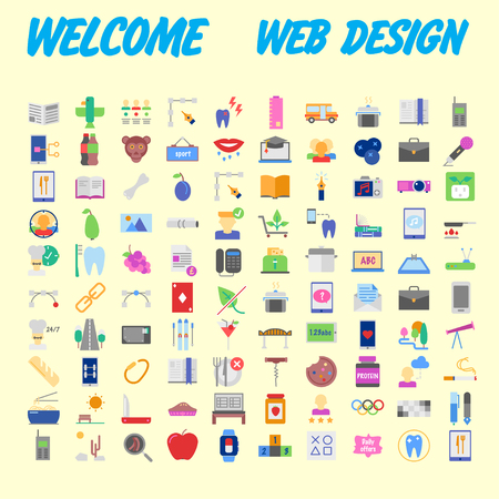 set of 100 high quality flat icons. Vector illustrationのイラスト素材