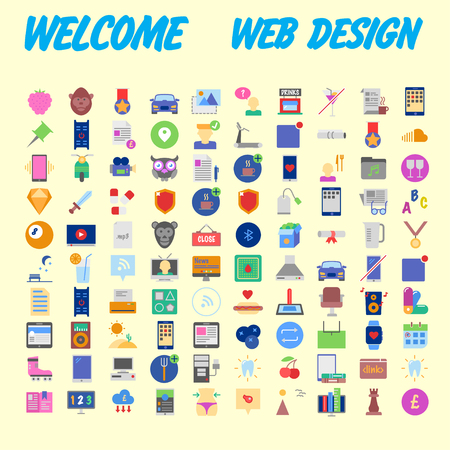 Flat seo optimization, business startup and essential, advertising, banking and finance icons set for website and mobile site and apps. Simple pictogram pack. Vector illustrationのイラスト素材