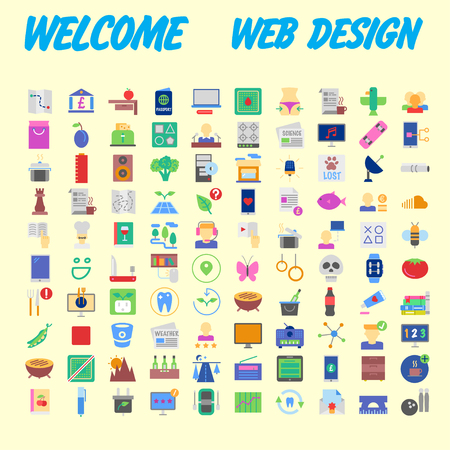 set of 100 high quality flat icons. Vector illustrationのイラスト素材