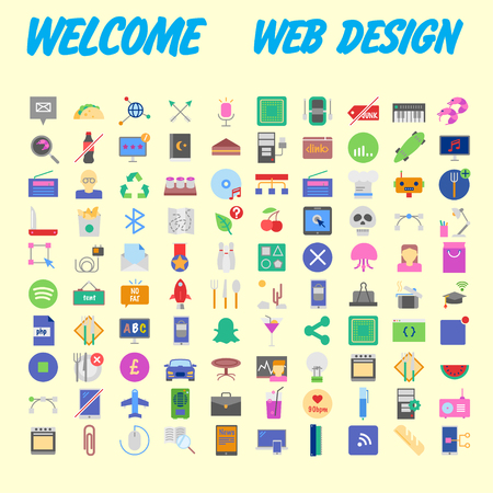 Icons online store. Base set in a flat style. multicolor on the color plate. Vector illustrationのイラスト素材