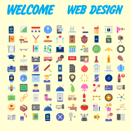 Flat seo optimization, business startup and essential, advertising, banking and finance icons set for website and mobile site and apps. Simple pictogram pack. Vector illustrationのイラスト素材