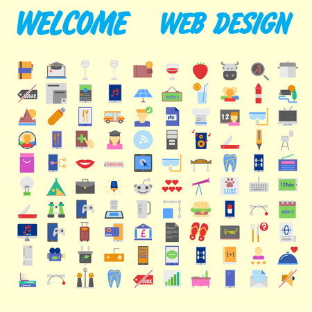 set of 100 high quality flat icons. Vector illustrationのイラスト素材