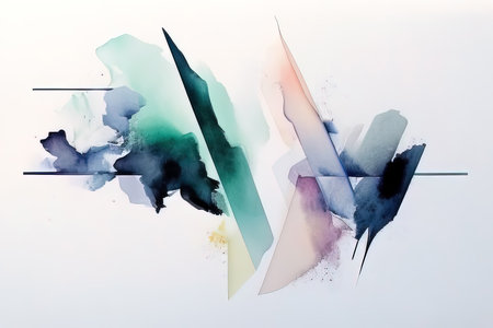 abstract watercolor splashes on white background. Modern art. (AI Generated)の素材