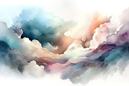 Abstract colorful watercolor for background. Digital art painting. (AI Generated)の素材
