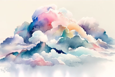 Abstract watercolor cloud background. Digital art painting. Vector illustration. (AI Generated)の素材