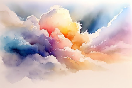Abstract colorful watercolor for background. Digital art painting. Illustration. (AI Generated)の素材