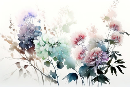 Watercolor flowers. Greeting card. Pastel colors. (AI Generated)の素材