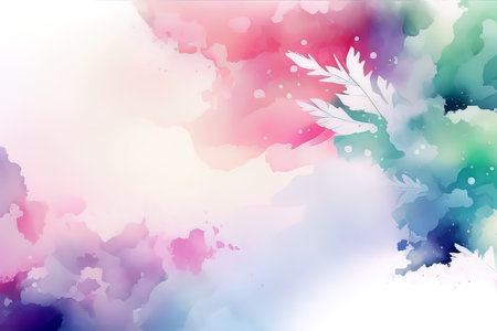Abstract watercolor background with leaves. Vector illustration for your design. (AI Generated)の素材