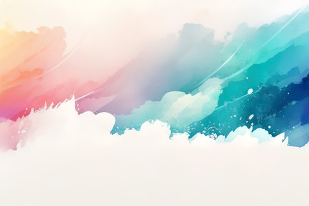 Abstract colorful watercolor for background. Digital art painting. Illustration. (AI Generated)の素材