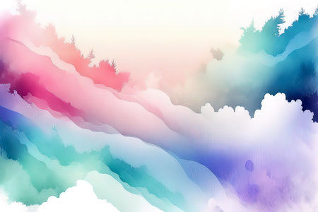 Abstract watercolor background. Digital art painting. Colorful gradient. (AI Generated)の素材