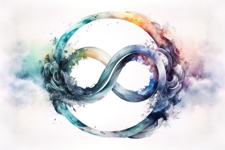 Infinity symbol in the watercolor style. 3D illustration. (AI Generated)の素材
