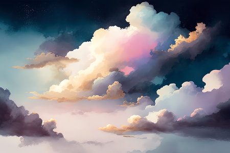 Colorful clouds in the sky. Vector illustration. (AI Generated)の素材