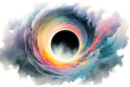 Abstract background with space, planets, stars and nebula. Digital painting. (AI Generated)の素材