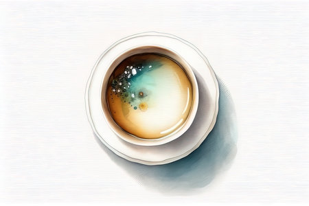 Cup of coffee on a white background. Close-up. (AI Generated)の素材