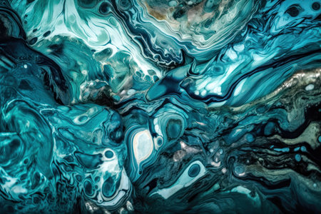 Marble abstract acrylic background. Blue marbling artwork texture. Agate ripple pattern. Gold powder. (AI Generated)の素材
