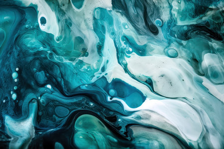 Blue and white abstract paint background. Fluid art. Marble texture. (AI Generated)の素材