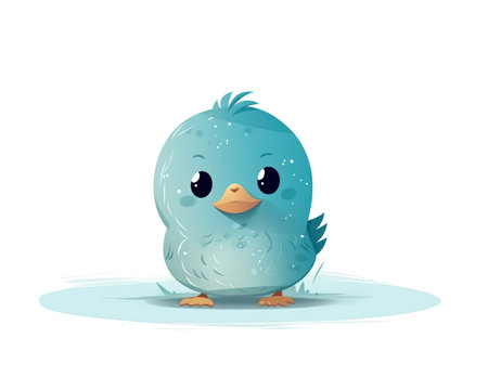 Cute cartoon blue bird on a white background. Vector illustration. (AI Generated)の素材