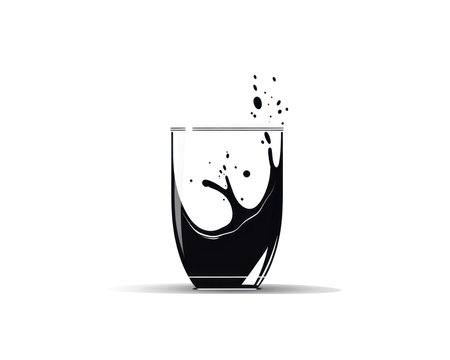 Glass of water with splashes on a white background. Vector illustration (AI Generated)の素材
