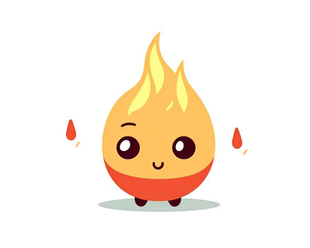 Cute cartoon fire character vector Illustration isolated on a white backgroundの素材