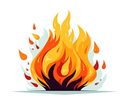 Illustration of a fire flame isolated on a white background. Vector illustrationの素材