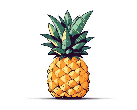 Pineapple isolated on white background. Vector illustration in cartoon style. (AI Generated)の素材
