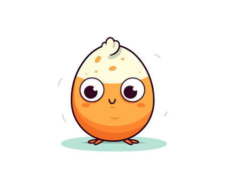 Cute cartoon egg character. Vector illustration isolated on white background. (AI Generated)の素材