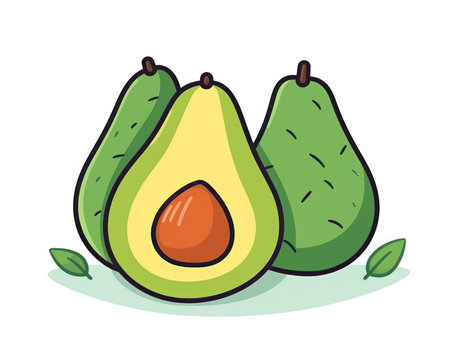 Avocado fruit vector illustration isolated on white background. Avocado icon. (AI Generated)の素材