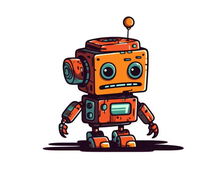 Cute cartoon robot. Vector illustration isolated on a white background. (AI Generated)の素材