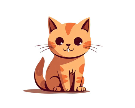 Cute cartoon cat on white background. Vector illustration in flat style. (AI Generated)の素材