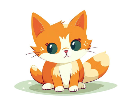 Cute cartoon cat. Vector illustration isolated on a white background. (AI Generated)の素材