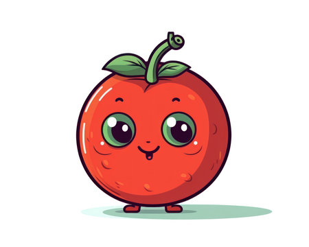 Cute kawaii apple character. Vector illustration isolated on white background. (AI Generated)の素材