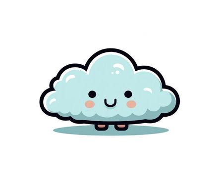 Cute cloud cartoon on white background. Vector illustration of cute cloud. (AI Generated)の素材