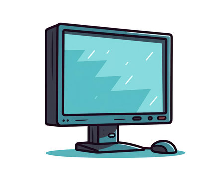 Computer monitor with lightning icon over white background, colorful design. Vector illustration. (AI Generated)の素材