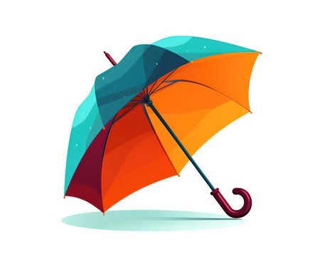 Colorful umbrella isolated on white background. Vector illustration. (AI Generated)の素材