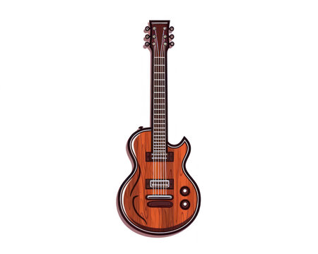 Electric guitar isolated on white background. Vector illustration in cartoon style. (AI Generated)の素材
