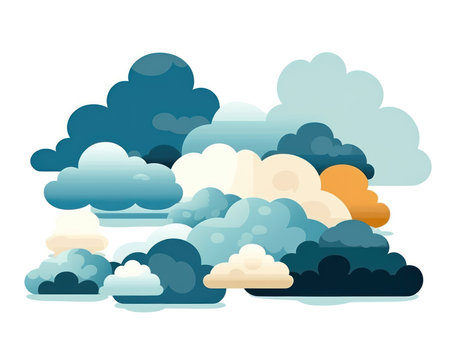 Clouds in the sky on a white background. Vector illustration. (AI Generated)の素材