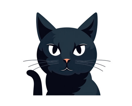 cute black cat icon over white background. Vector illustration. (AI Generated)の素材