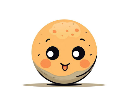 Cute cartoon smiling moon isolated on white background. Vector illustration. (AI Generated)の素材