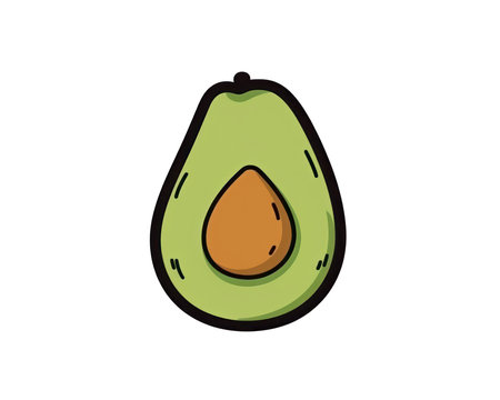 Avocado fruit icon isolated on white background. Vector illustration. Flat design. (AI Generated)の素材