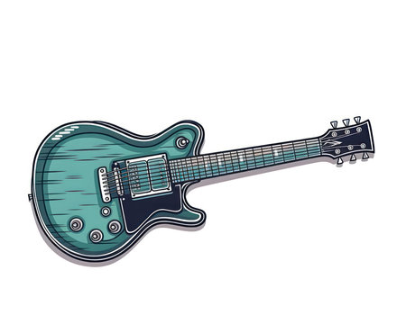 Electric guitar isolated on white background. Vector illustration in cartoon style. (AI Generated)の素材